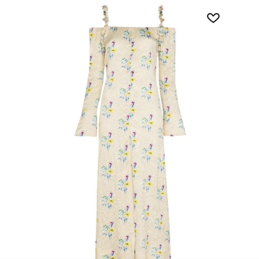 Ganni off the shoulder satin maxi dress